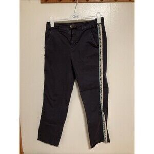 Anthro Women’s 29 Pilcro Easton Chino Navy Blue Floral Pants Designer Fashion